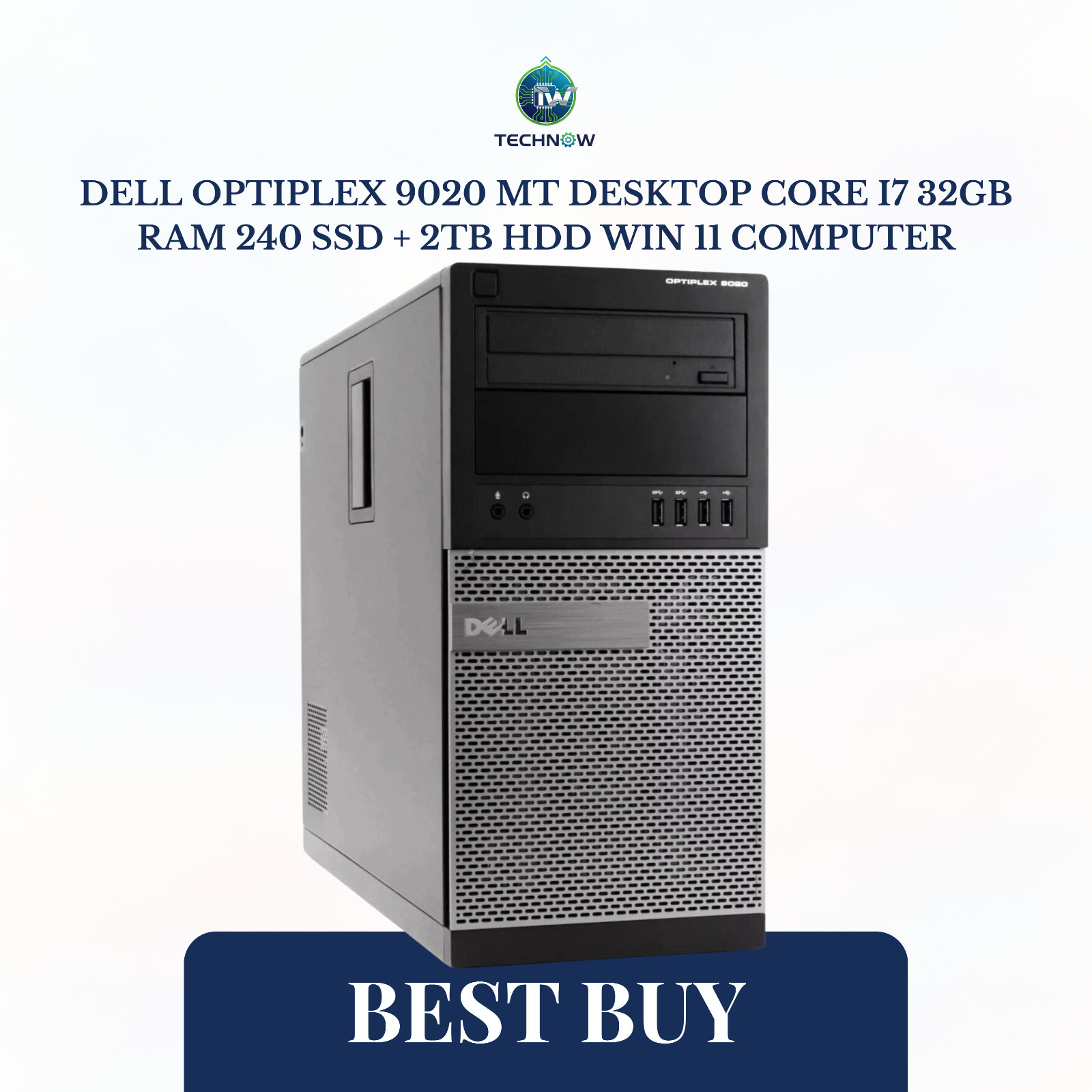 Dell OptiPlex 9020 MT Desktop Core i7 32GB Ram 240 SSD + 2TB HDD Win 11 Computer