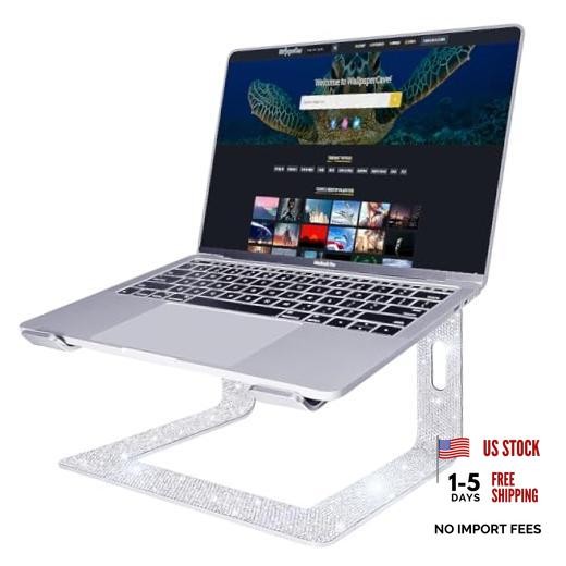 Bling Aluminum Laptop Stand,Glitter Ergonomicic Computer Stand for Desk Silver