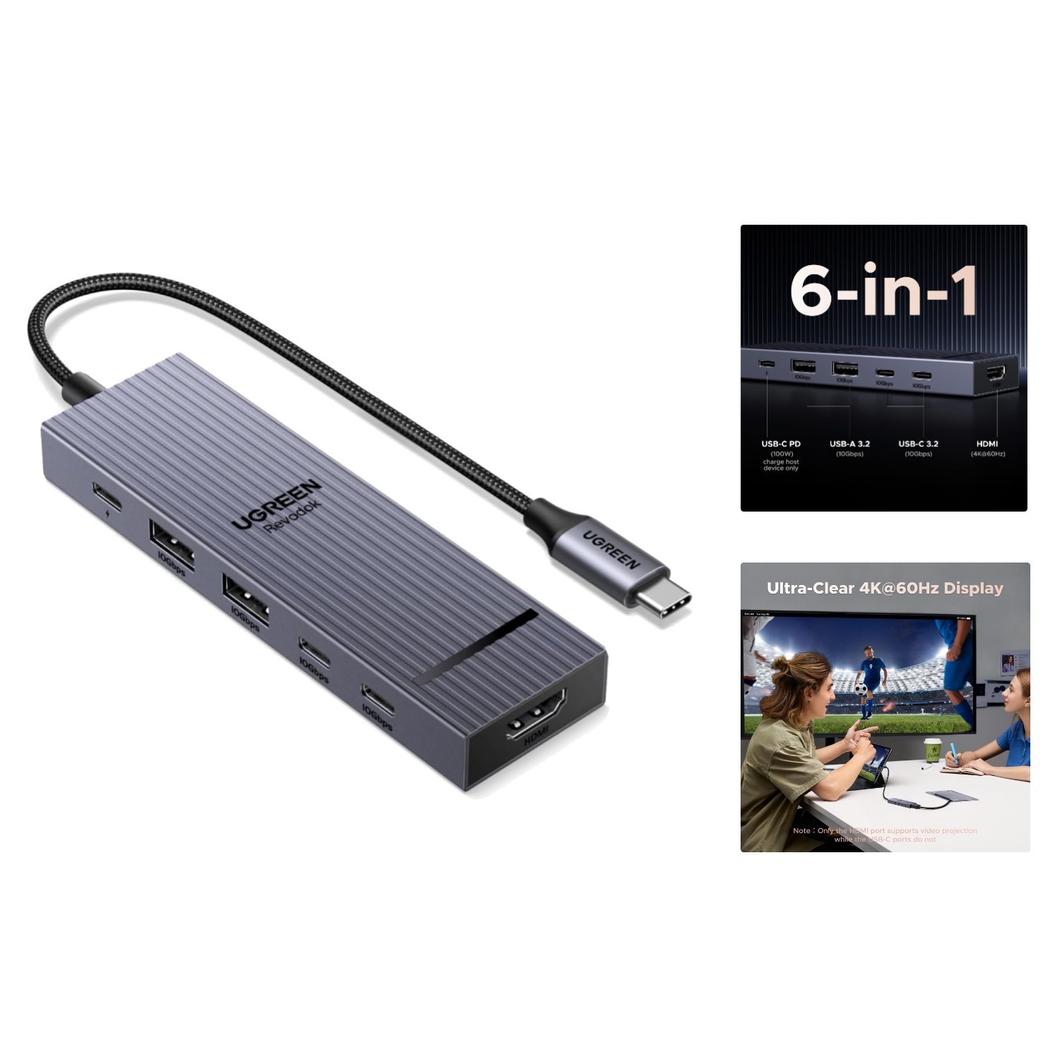 Ultimate Revodok Pro USB-C Hub: 6 Ports, 10Gbps Speed, 4K HDMI, Portable Design