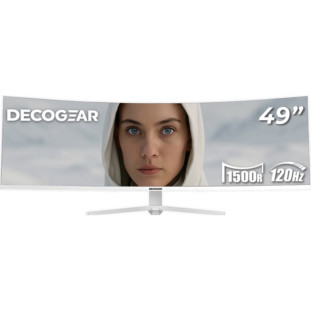 Deco Gear 49 Curved Ultrawide White Monitor; 3840x1080; 32:9; 144Hz; 1ms MPRT |