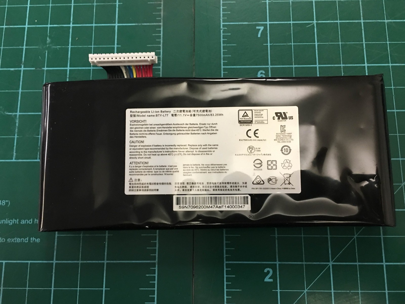 OEM MSI GT72 2QE MS-1781 17.3" Laptop Battery 11.1V 7500mAh 83.25Wh BTY-L77