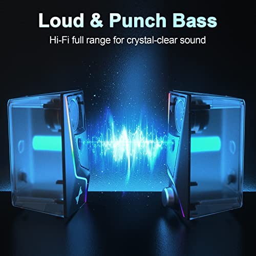 COMPUTER SPEAKERS, PC SPEAKERS WITH 6 LIGHTING MODES, USB POWERED NYLAVEE