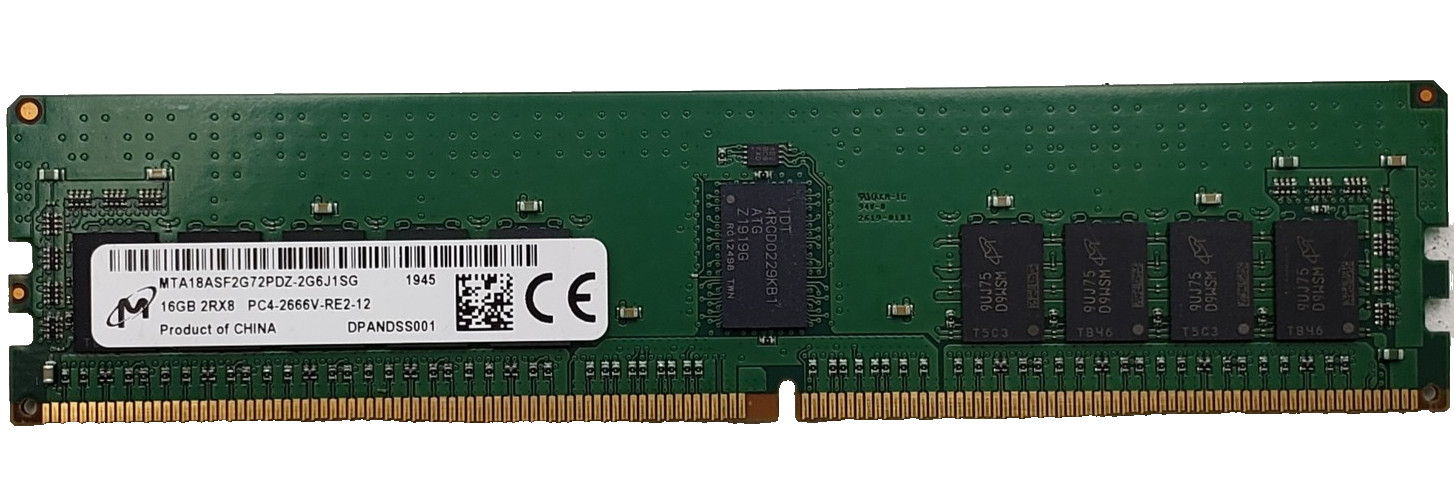 Micron 16GB PC4-21300R 2Rx8 DDR4-2666 ECC RDIMM RAM MTA18ASF2G72PDZ-2G6J1SG.