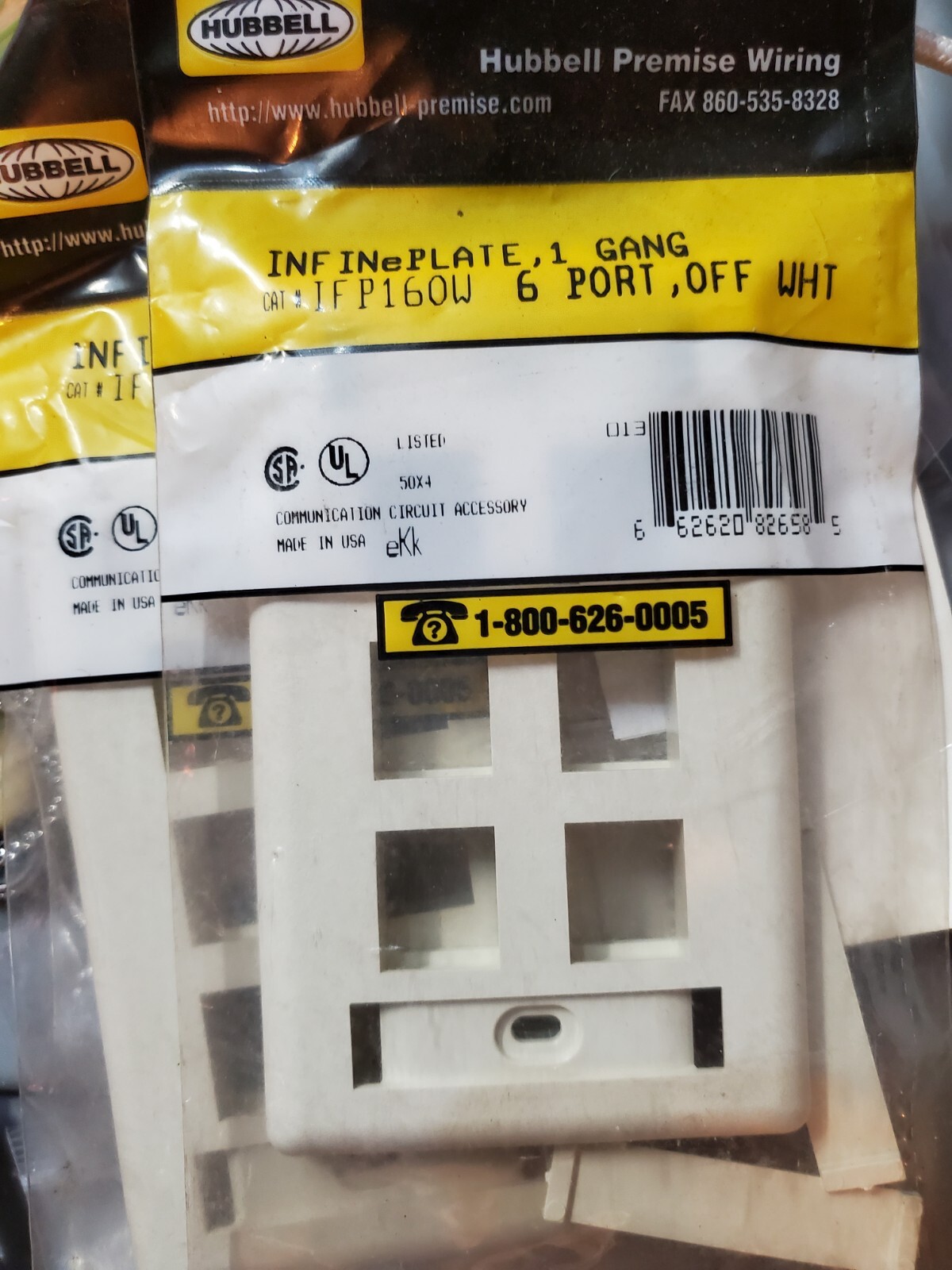 New Hubbell IFP16OW INFINe Plate 1 Gang 6 Port Office White QTY (25)