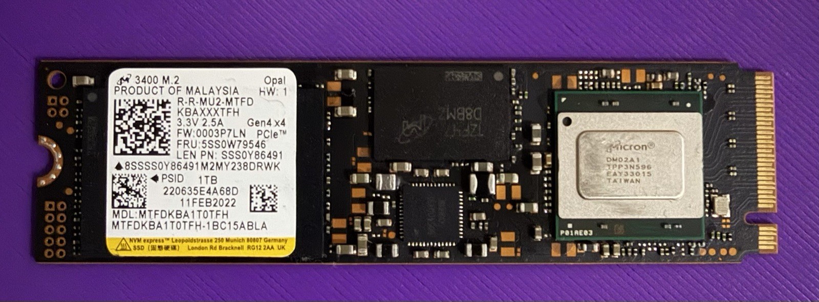 Micron MTFDHBA1T0TDV 1TB, 3400MB/s Internal SSD