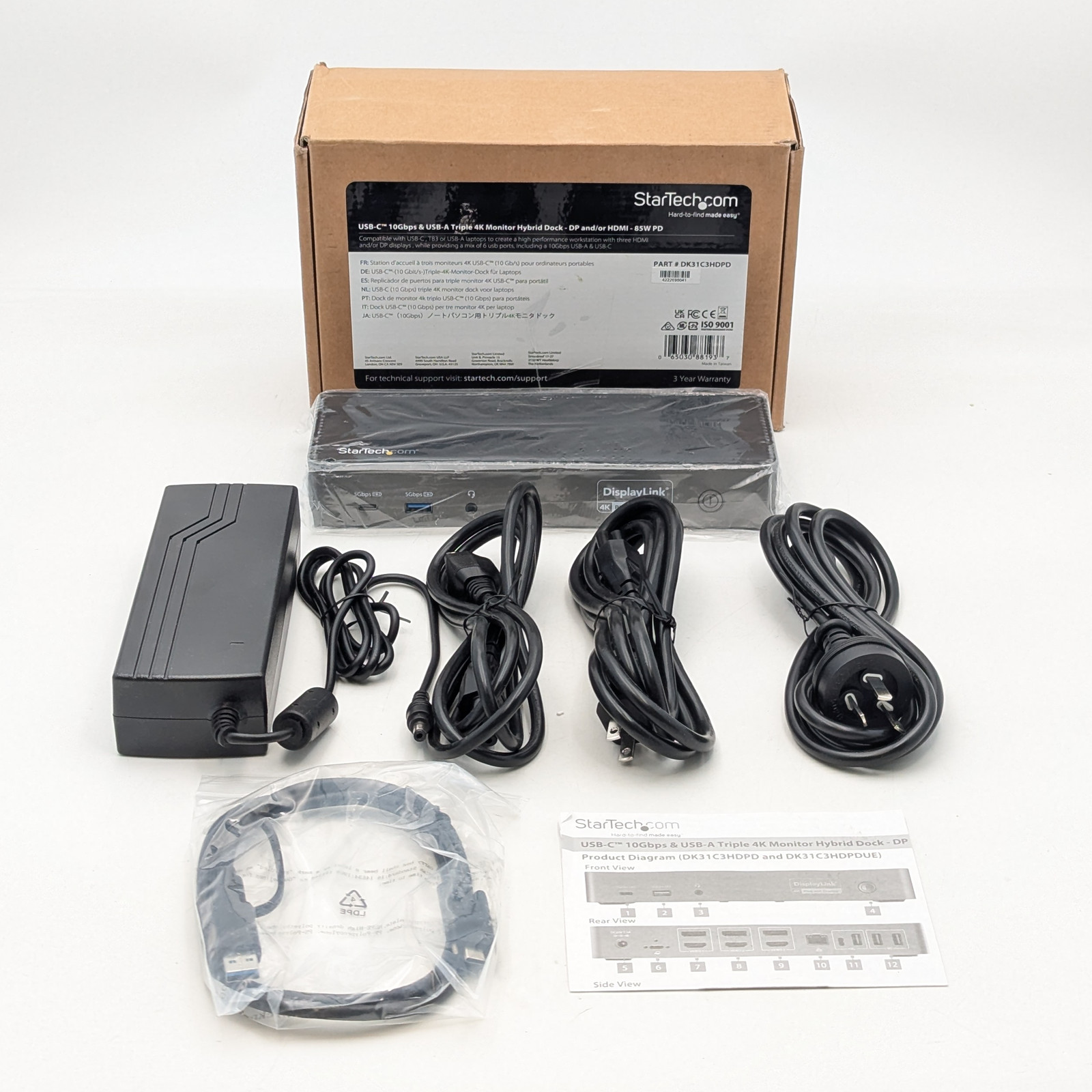 StarTech USB-C 10Gbps & USB-A Triple 4K Monitor Hybrid Laptop Docking Station