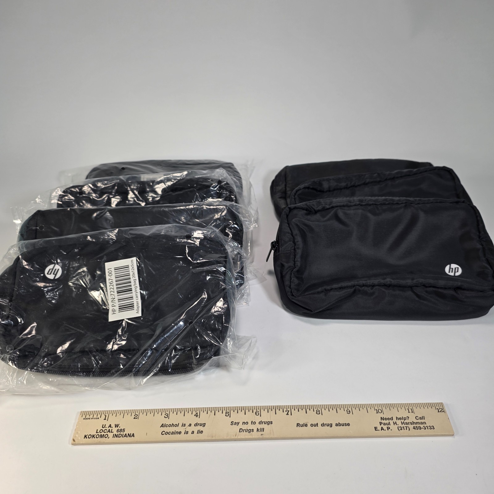 Lot of 7 Genuine HP AC Adapter Carrying Bags P/N 722267-001 Zipper Travel Case
