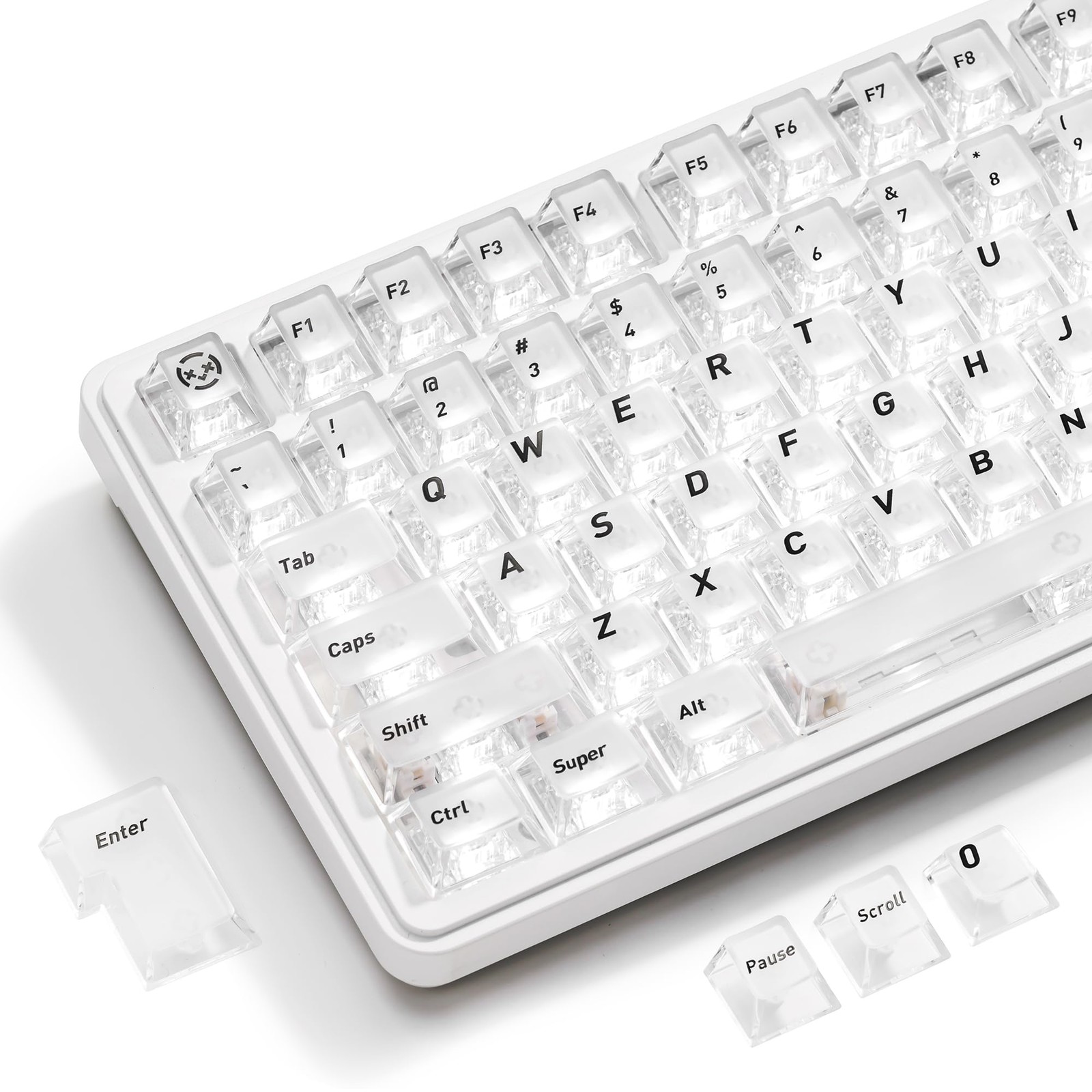 HITIME XVX White Clear Keycaps,Transparent Keycaps 60 75 100