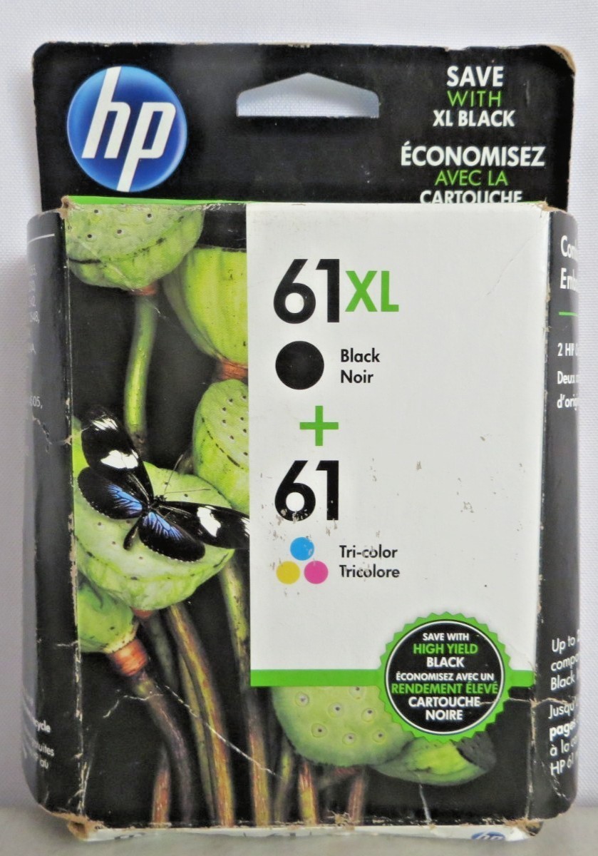 Genuine HP 61XL & 61 Ink Cartridge 2Pk Black/Tri-Color Combo
