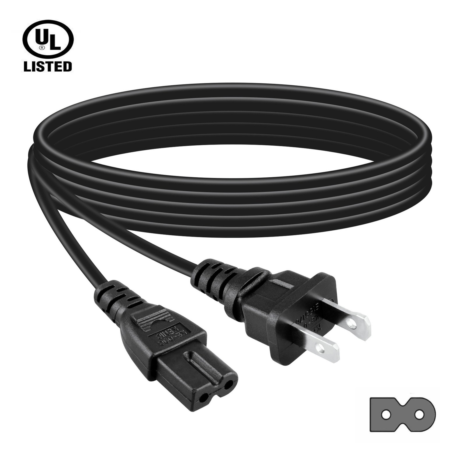6ft AC Power Cord Cable For Samsung UN37C5000QF UN40C5000QF UN40C6300SF 2-Prong