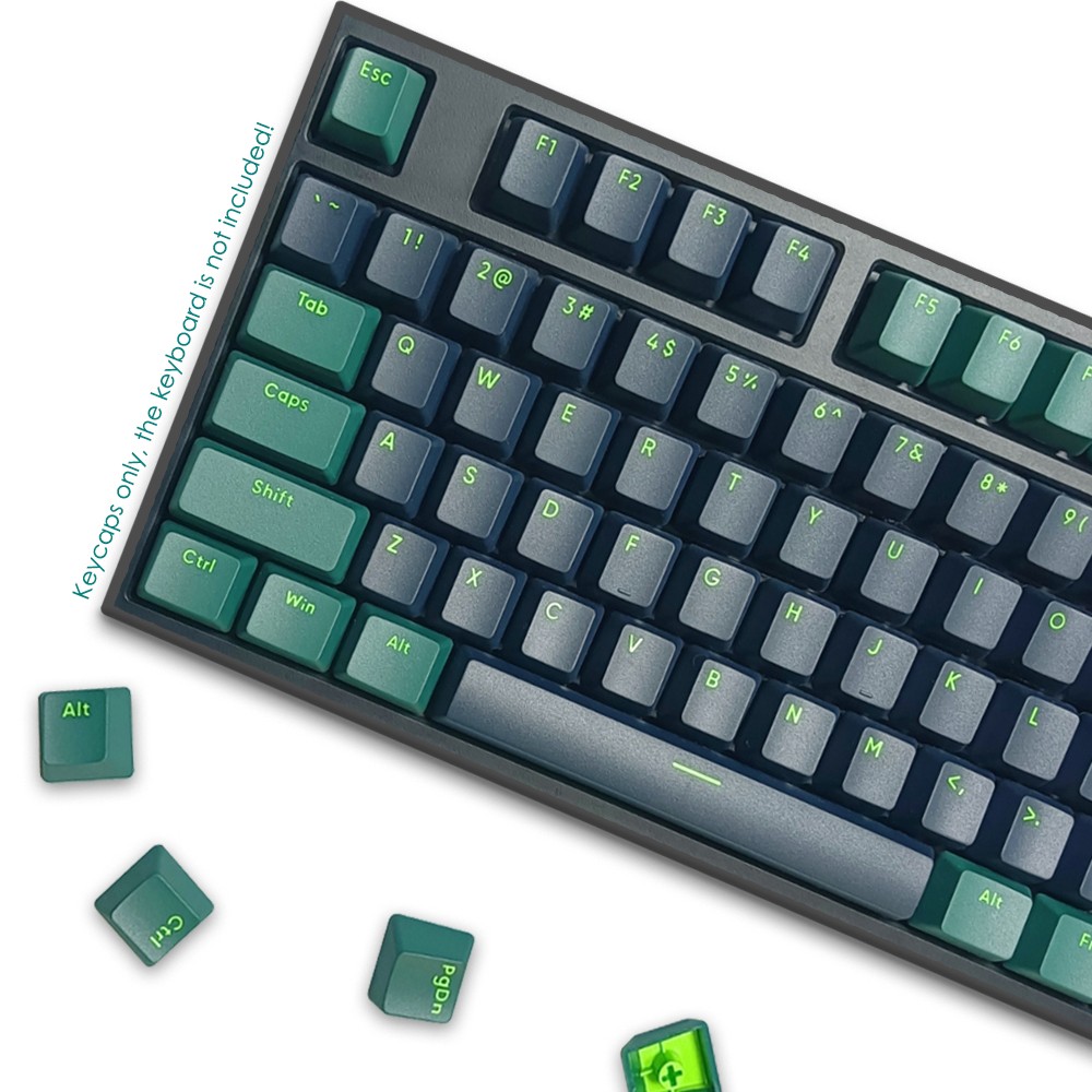 Black Mars Green PBT Double Shot Keycap Set for Cherry MX Mechanical Keyboards