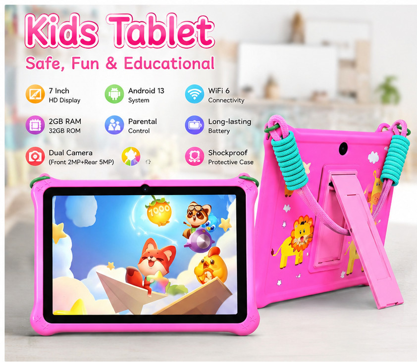 PRITOM Lanyard Kids Tablet 7 inch, 32GB Toddler Tablet Android 13 with WiFi, ...