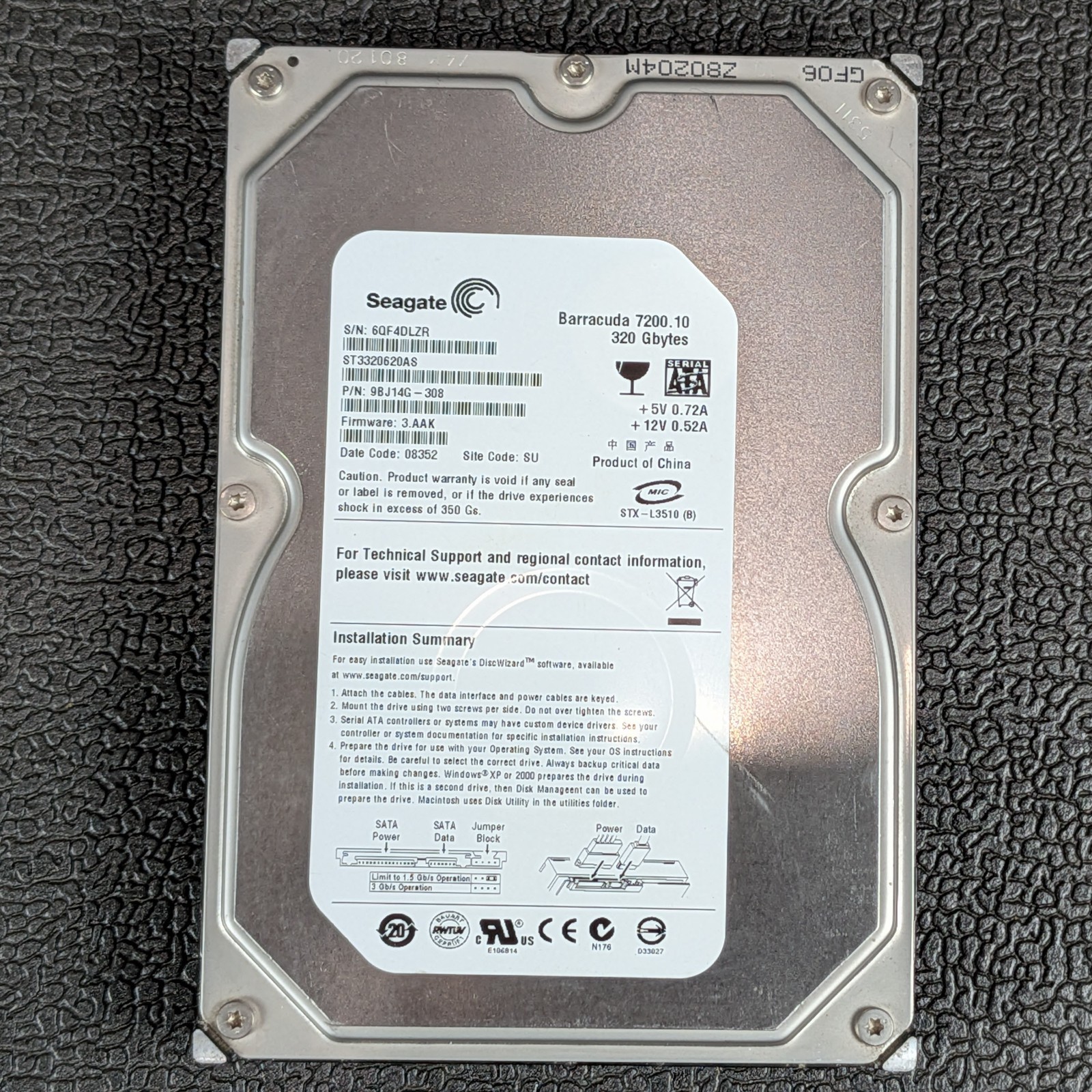 Seagate Barracuda 7200.10  320GB 3.5"  SATA Hard Drive - ST3320620AS - TESTED