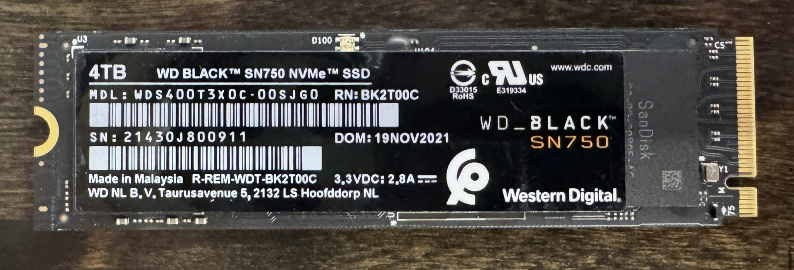 WD Black SN750 4TB NVMe M.2 2280 SSD