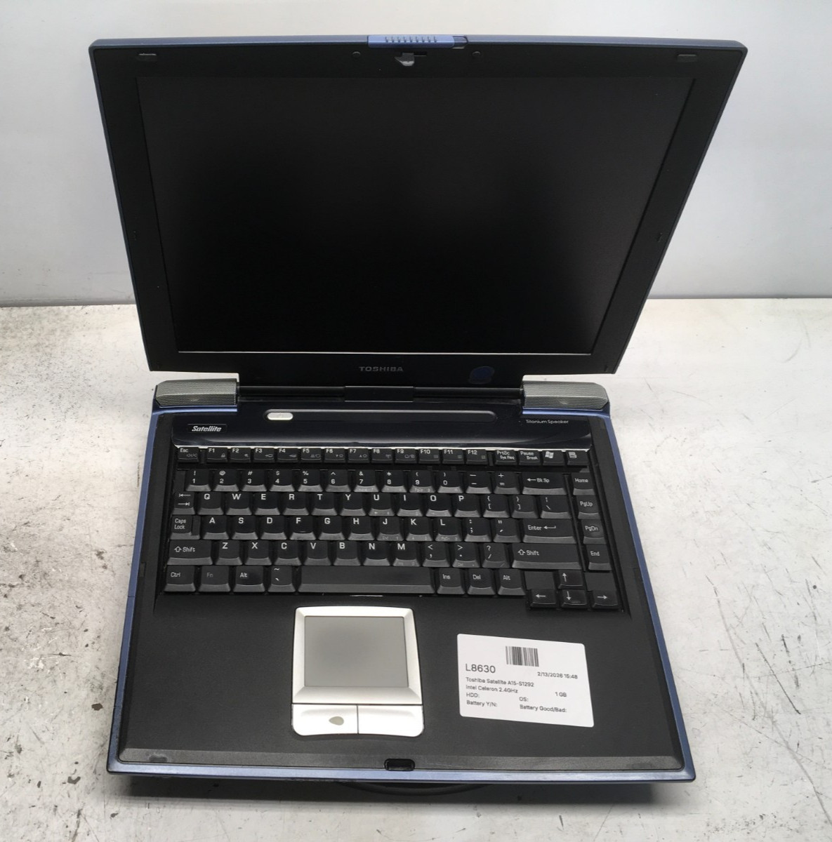 Toshiba Satellite A15-S1292 Intel Celeron 2.4GHz 1 GB NO HDD