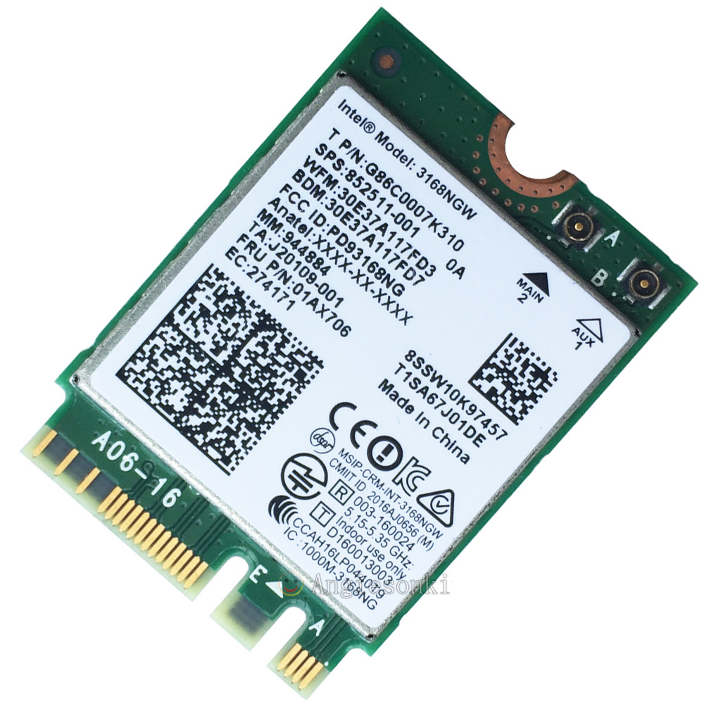 Intel Dual Band 3168NGW NGFF M.2 Wifi Card BT 4.2 802.11AC HP 852511-001 Adapter