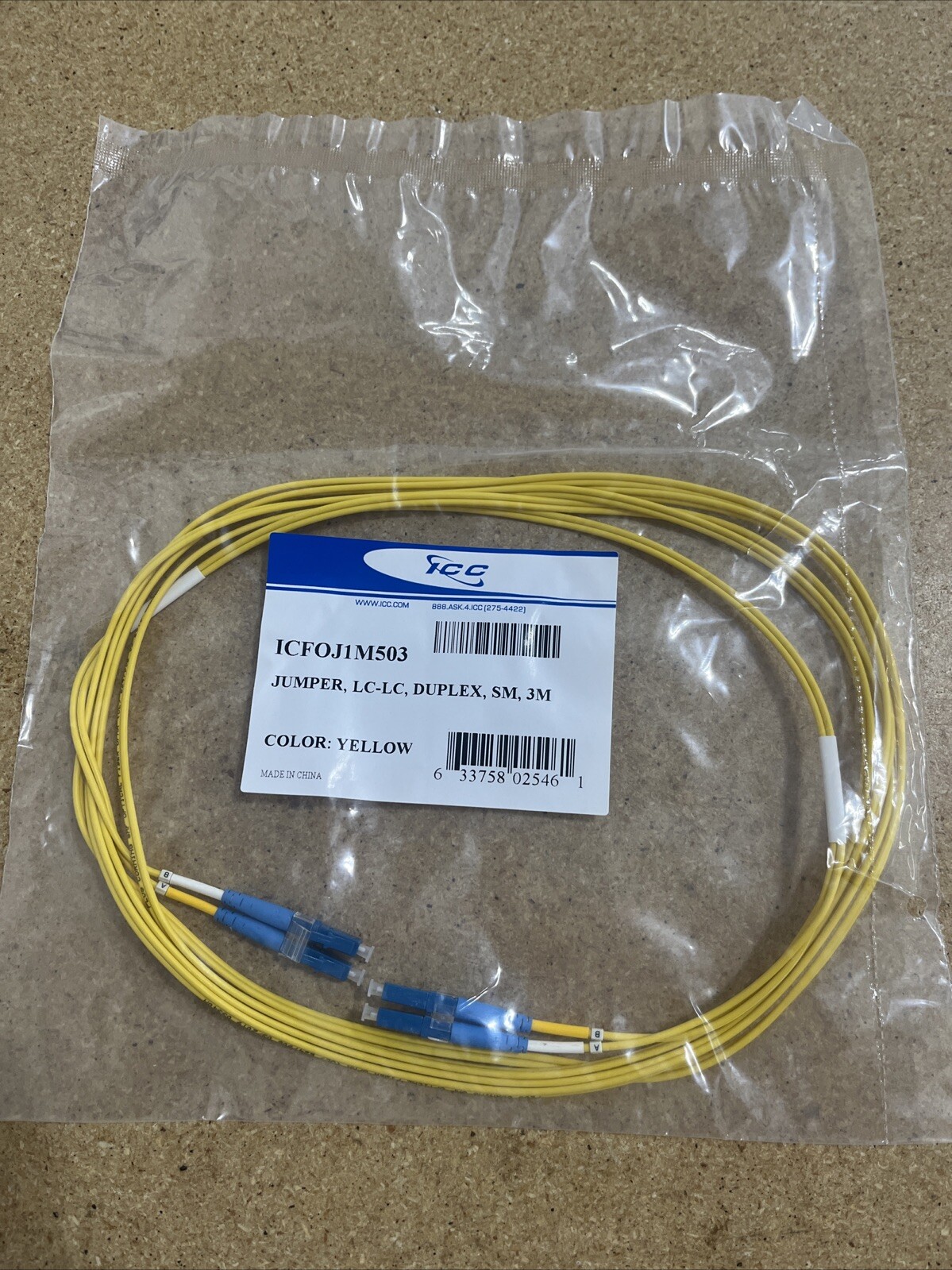 ICC ICFOJ1M503 Jumper: LC-LC Duplex SM Fiber 3M