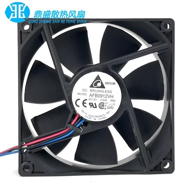 Delta AFB0912VH 9025 DC12V 0.60A 9CM 3-Wire High Airflow Cooling Fan