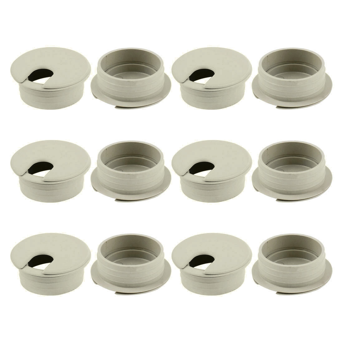 35mm Dia PC Computer Desk Table Plastic Grommet Wire Cable Hole Cover Gray 12pcs