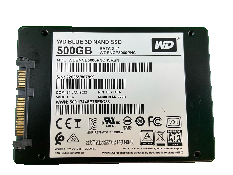 Western Digital WD Blue 3D NAND WDBNCE5000PNC 500GB 2.5" SATA Internal SSD