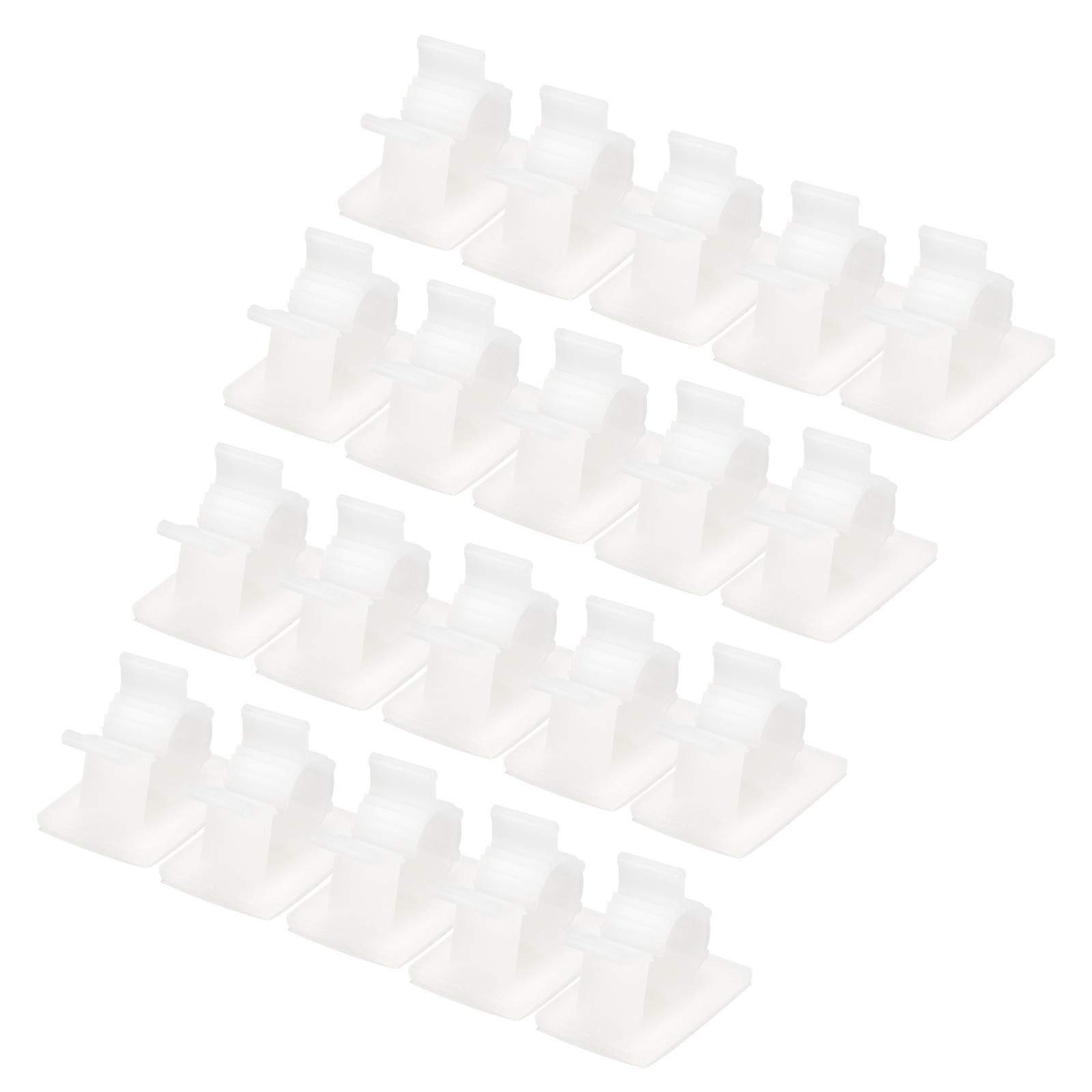 25 x Cable Management Clips, 8-10mm Dia Self Adhesive Nylon, Adjustable White