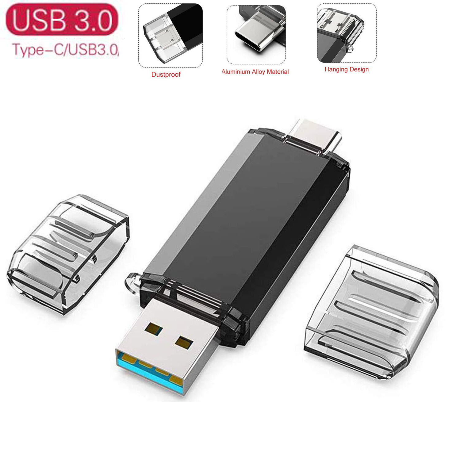 32/64/128GB 2 in 1 Type-C OTG USB 3.0 Flash Drive Memory Stick for Android Lot