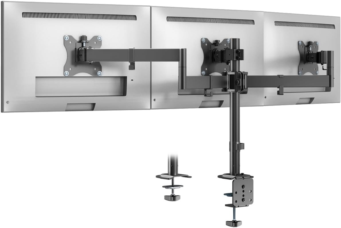 Triple Monitor Mount,3 Monitor Desk Mount Fits 13-27 inch Screens,Triple Monitor