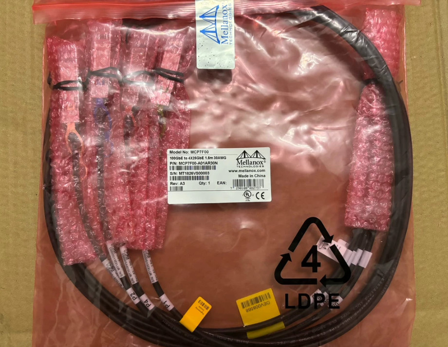 New Mellanox DAC Splitter Cable 100Gbe to 4x25Gbe 30AWG MCP7F00-A01AR30N 1.5M