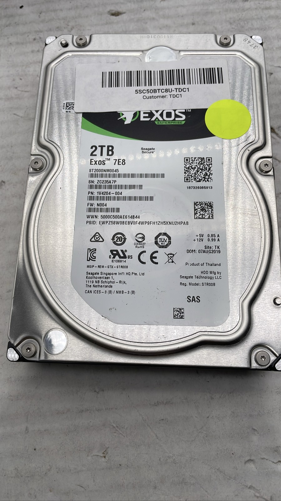 Seagate Exos 7E8 2TB ST2000NM0045 SAS 7200RPM 3.5" HDD Enterprise Hard Drive