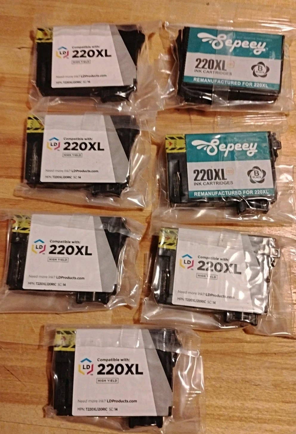 LD 220 XL ink Cartridges Black Lot Of 7 Factory Sealed