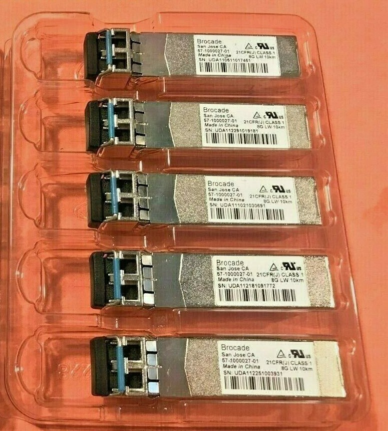 5x Brocade 57-1000027-01 XBR-000153 8Gb 10Km SFP+ BRSFP-8G10KLW DCX-8510 lot 5