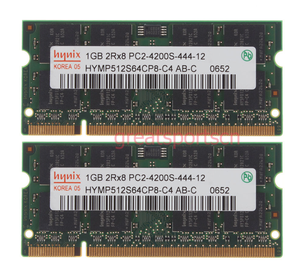 Hynix PC2-4200 2GB 2X 1GB 2RX8 DDR2 533Mhz 200pin NON-ECC SODIMM Laptop Memory