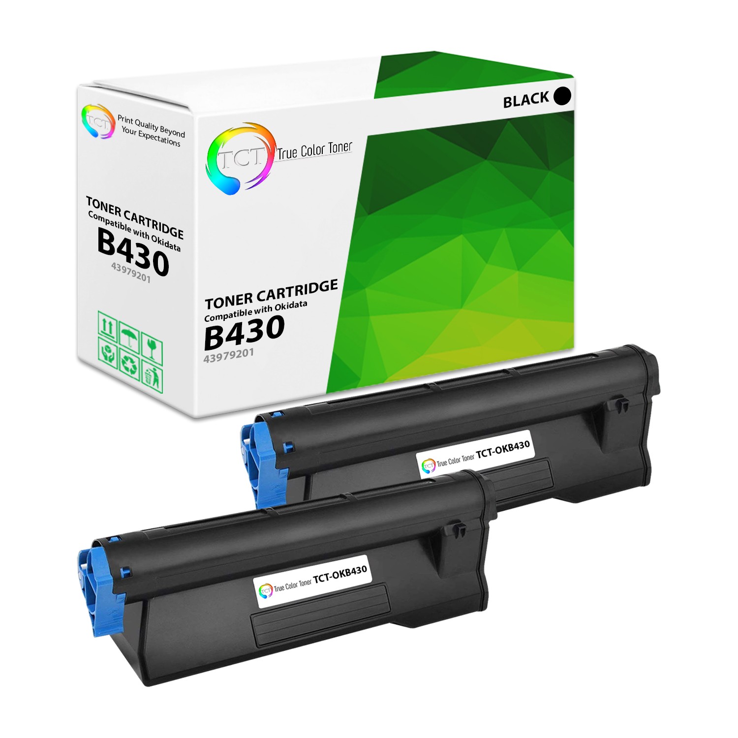 TCT 2PK OKI 43979201 Black Toner Cartridges For Okidata B420 B430 B440 MB460