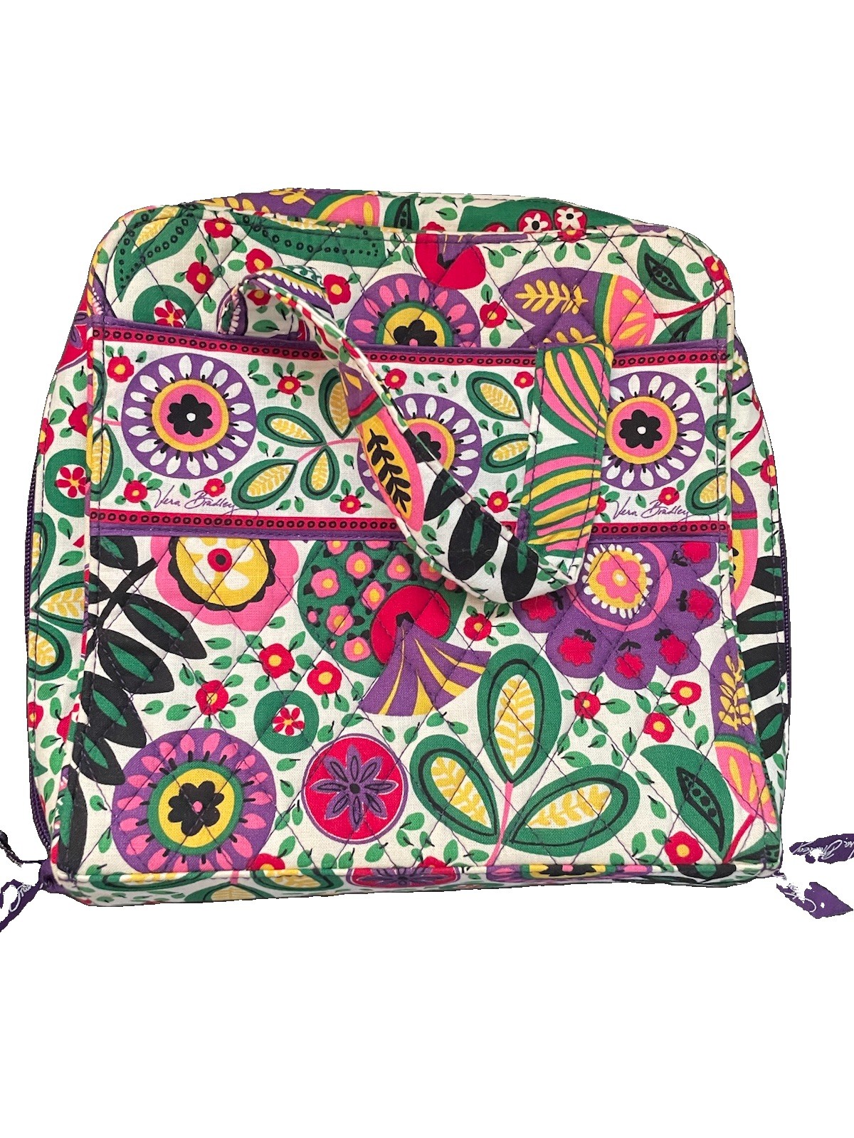 Vera Bradley Viva La Vera Pink Green Floral Tech Cosmetic Bag