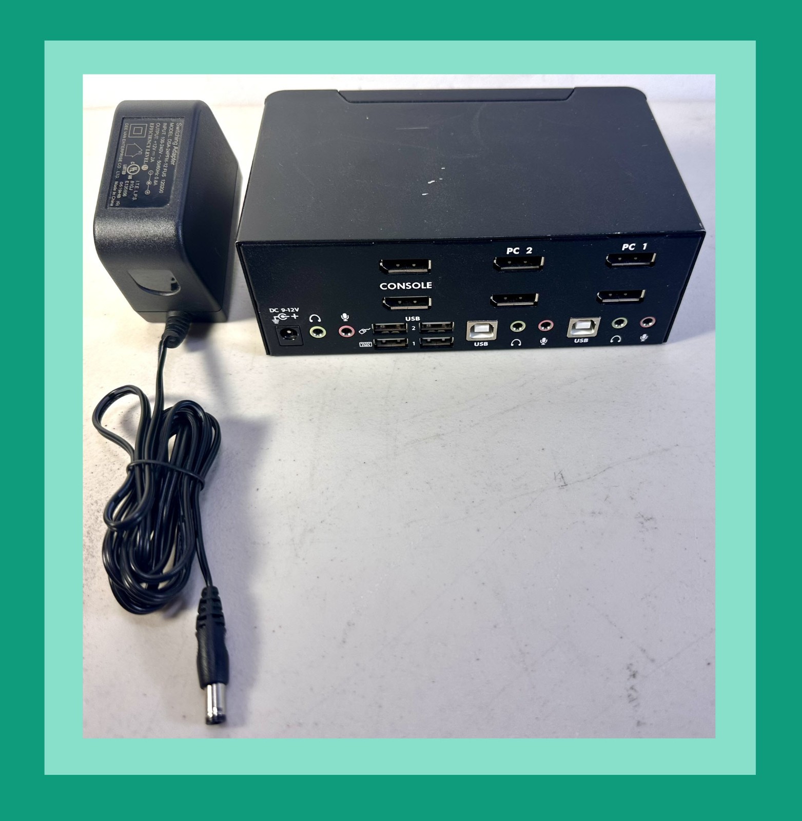 StarTech SV231DPDDUA2 Dual Monitor DisplayPort KVM Switch Audio/USB/PowerAdapter
