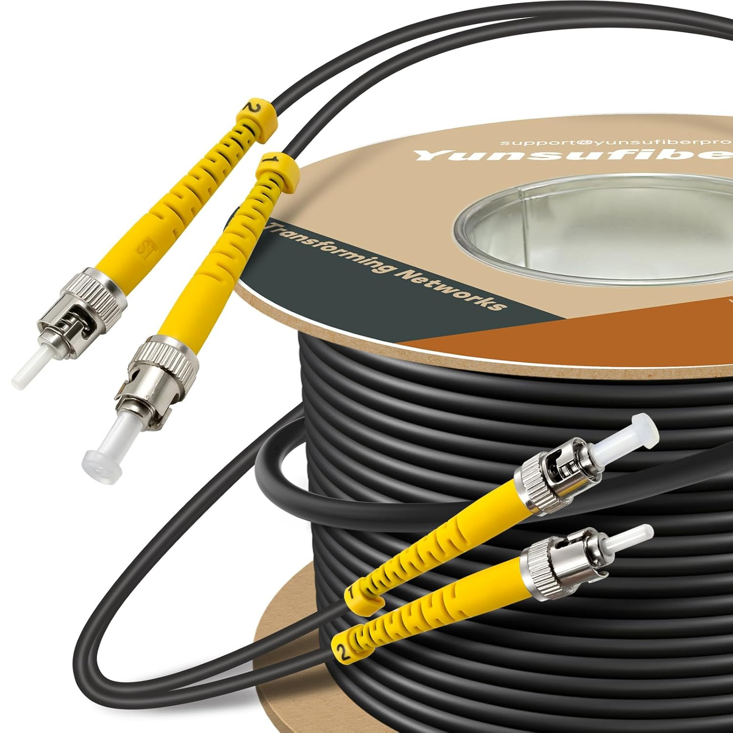 1000Ft / 300M Armored Od-5Mm OS2 ST to ST Single Mode Fiber Cable, ST-ST Fiber O