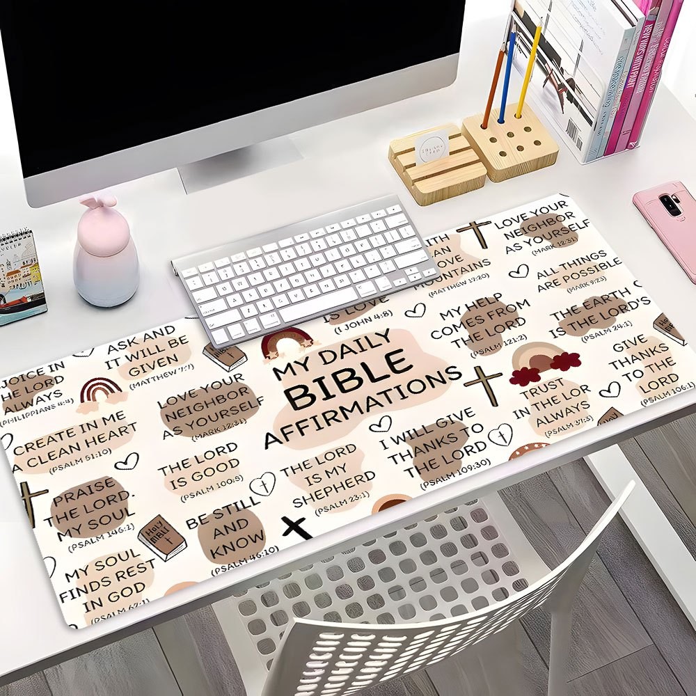 Christian Bible Verse Mouse Pad & Desk Mat with Non-Slip Rubber Base - Thick S