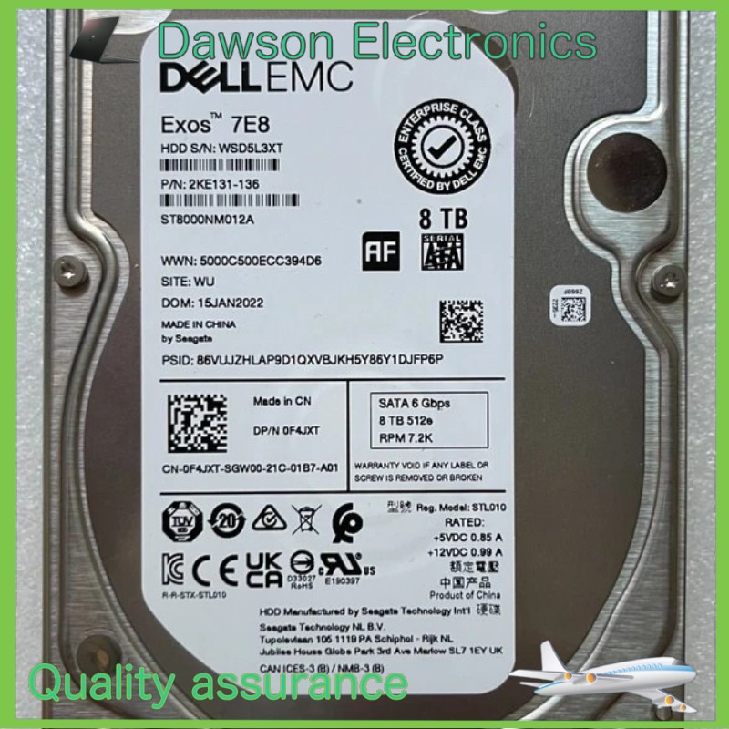 New F4JXT 0F4JXT DELL EMC 8TB 7.2K SATA 3.5" 6Gb/s HDD Hard Drive 14/15/16G KIT