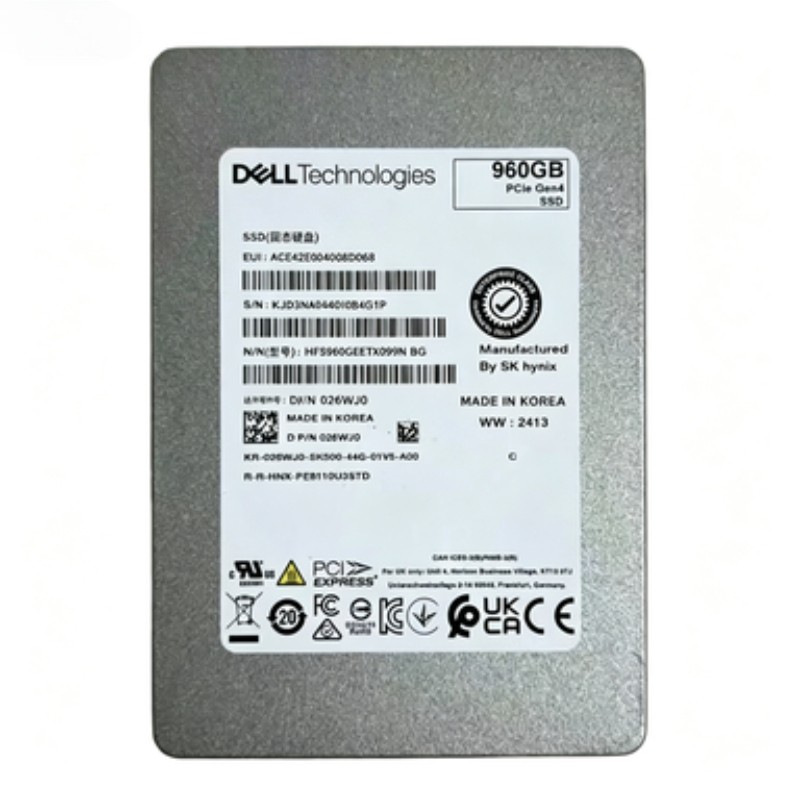 For Dell 26WJ0 PE8110 960GB U.2 PCIe Gen4 4.0 NVMe RI TLC 2.5 SSD High quality