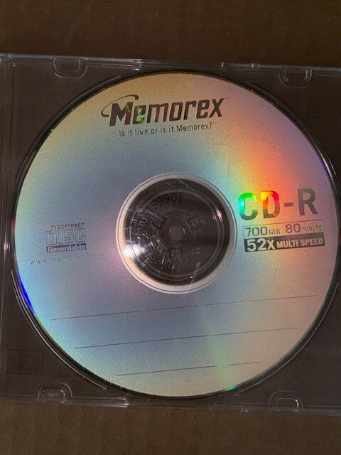 MEMOREX CD-R 52x Multi Speed 700MB / 80min New in the Slim Jewel Case. Qty. 1