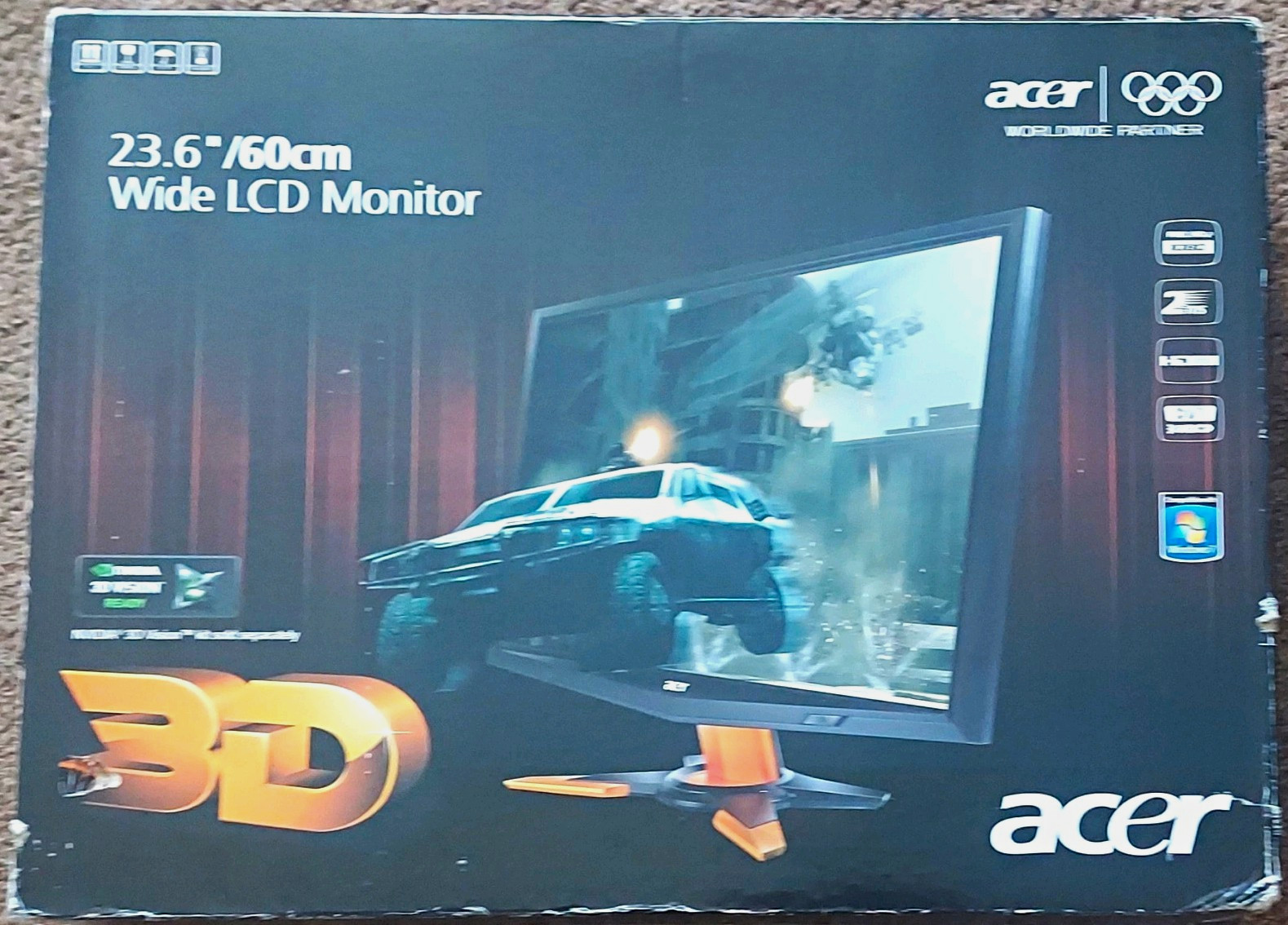 Acer GD245HQ 23.6" 3D-Ready LCD Monitor 120Hz 1080p HDMI/DVI/VGA (box Included)