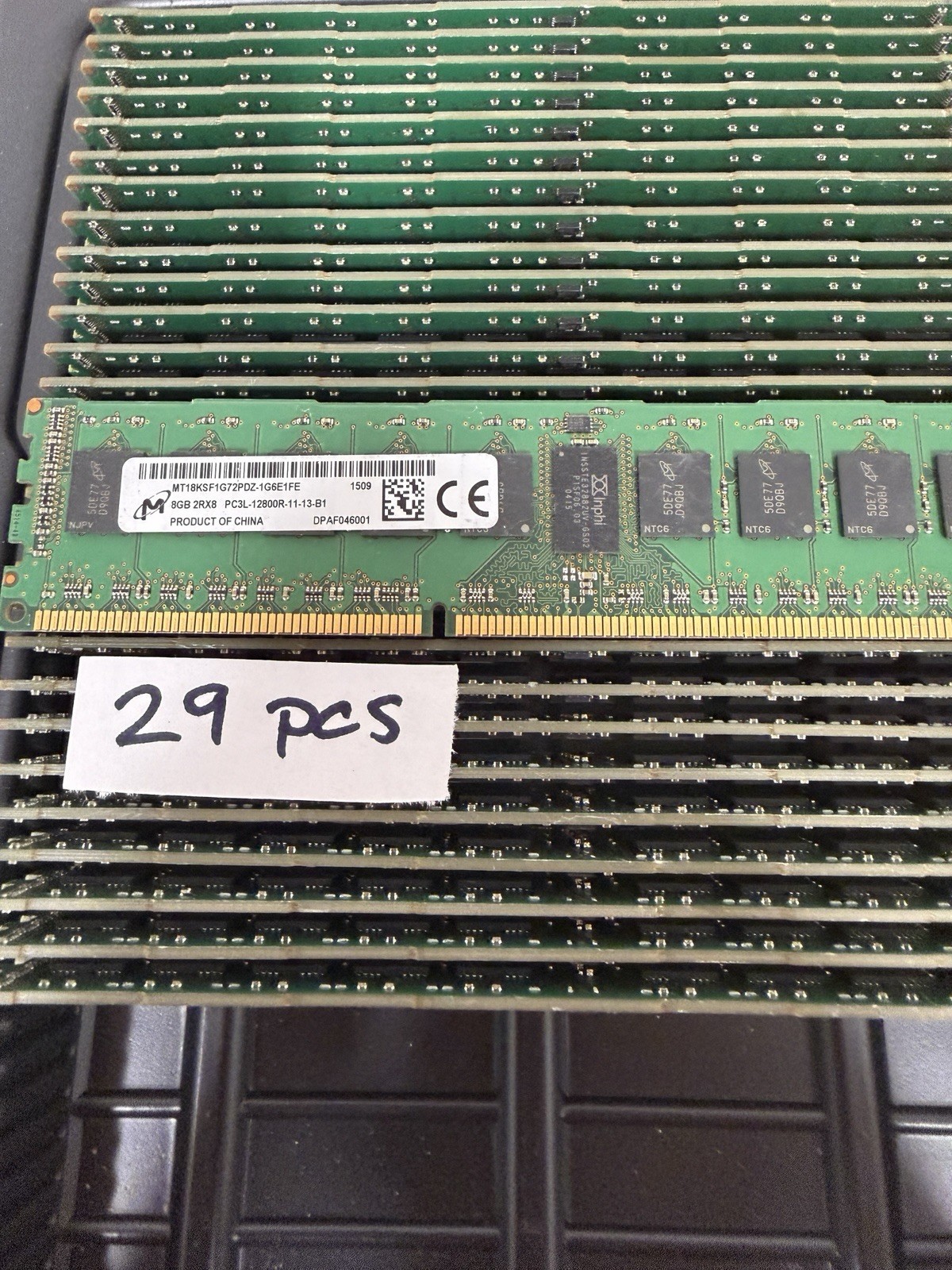 Lot of 29 - Micron 8GB 2RX8 PC3L-12800R Server RAM MT18KSF1G72PDZ-1GE6E1FF