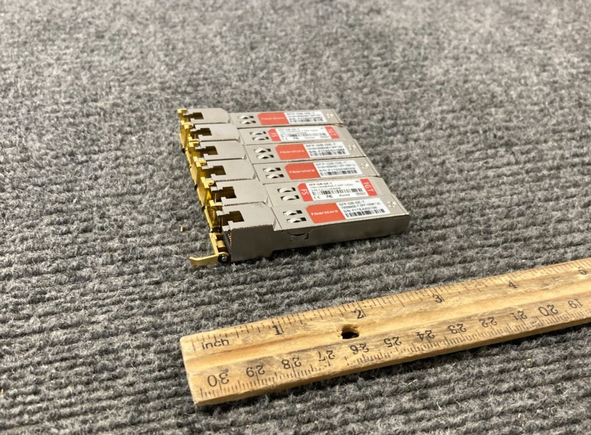 Lot of 6 Fiber Store SFP-GB-GE-T Gigabit Ethernet SFP Transceivers