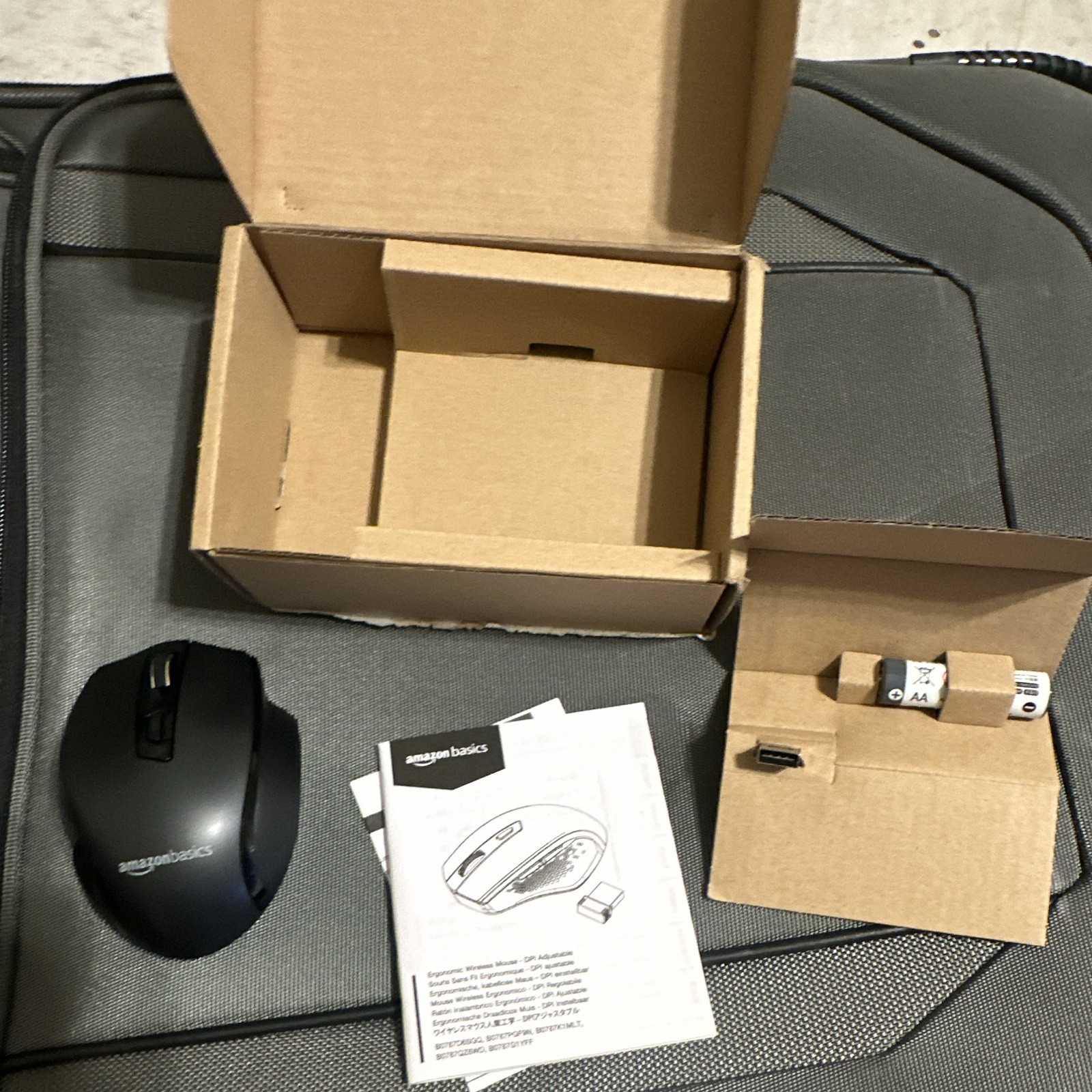 AmazonBasics MG-0975 Wireless Optical Mouse 1600 DPI 6-Button Ergonomic Black