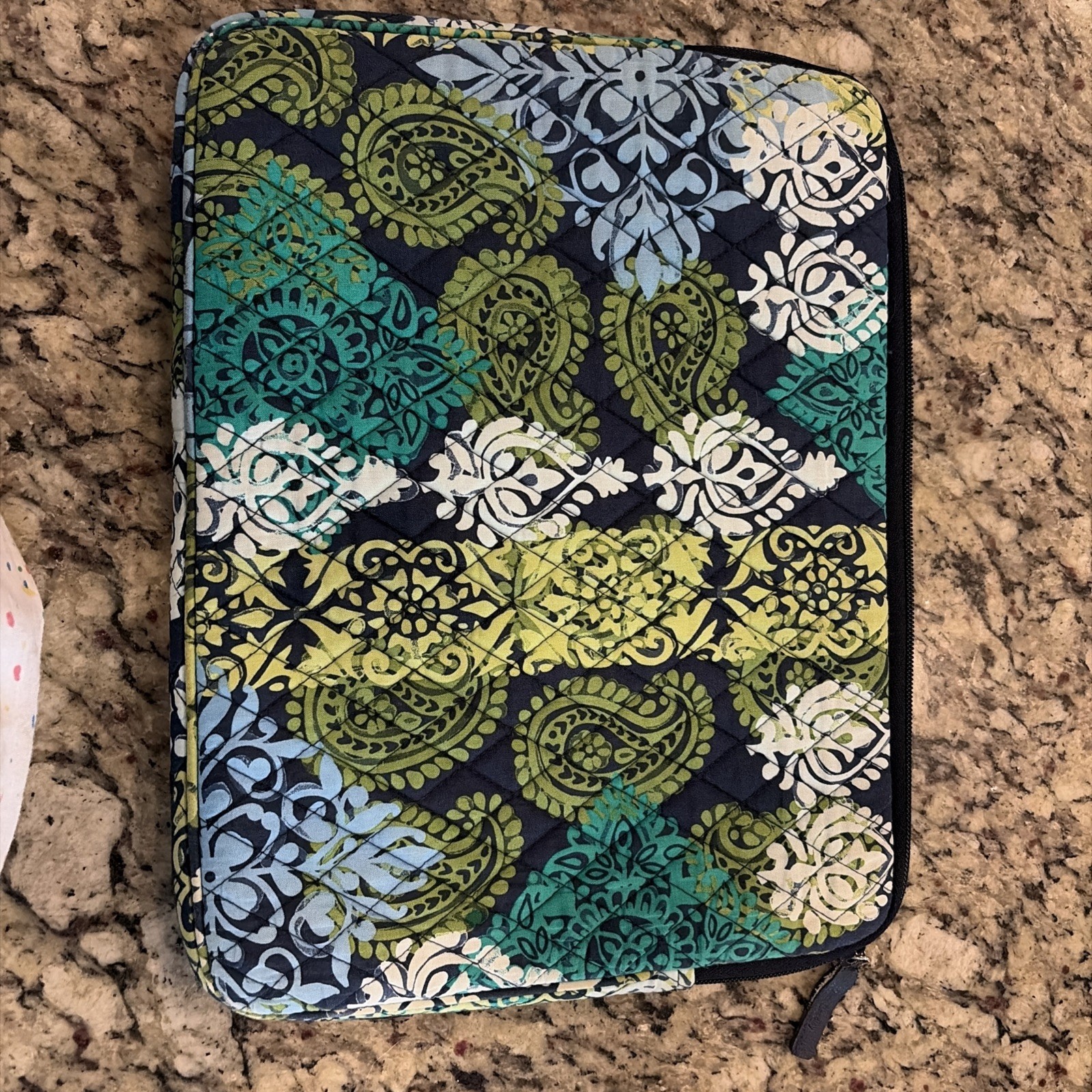 Vera Bradley 13" Tablet Laptop Sleeve Padded Caribbean Sea Zipper Quilt Case