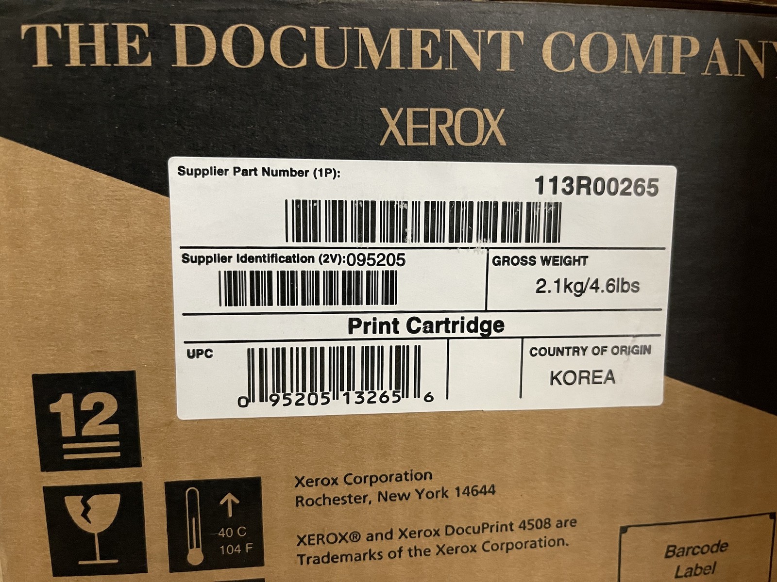 Genuine Xerox 113R00265 (113R265) Black Toner - Factory Sealed