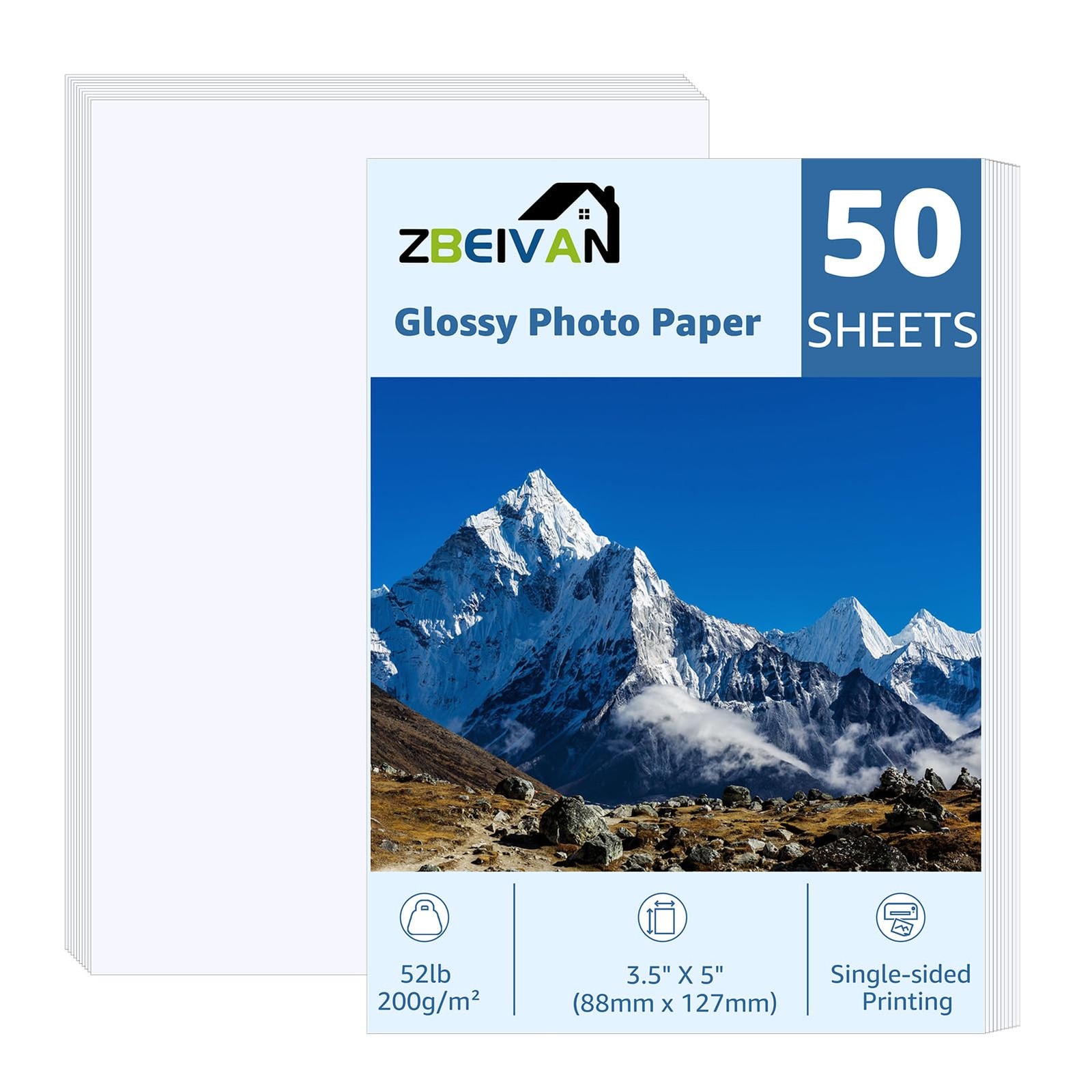 50 PCS Glossy Photo Paper 3.5x5 Inch Inkjet Printer For Dye Ink 200 GSM