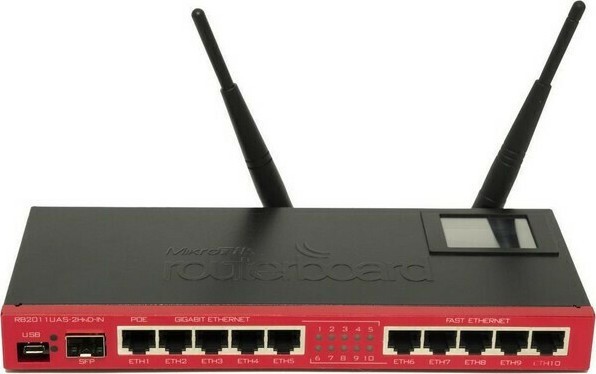 MIKROTIK RB2011UAS-2HnD-IN Router 10xLAN  2.4Ghz WiFi LCD NO Power Supply