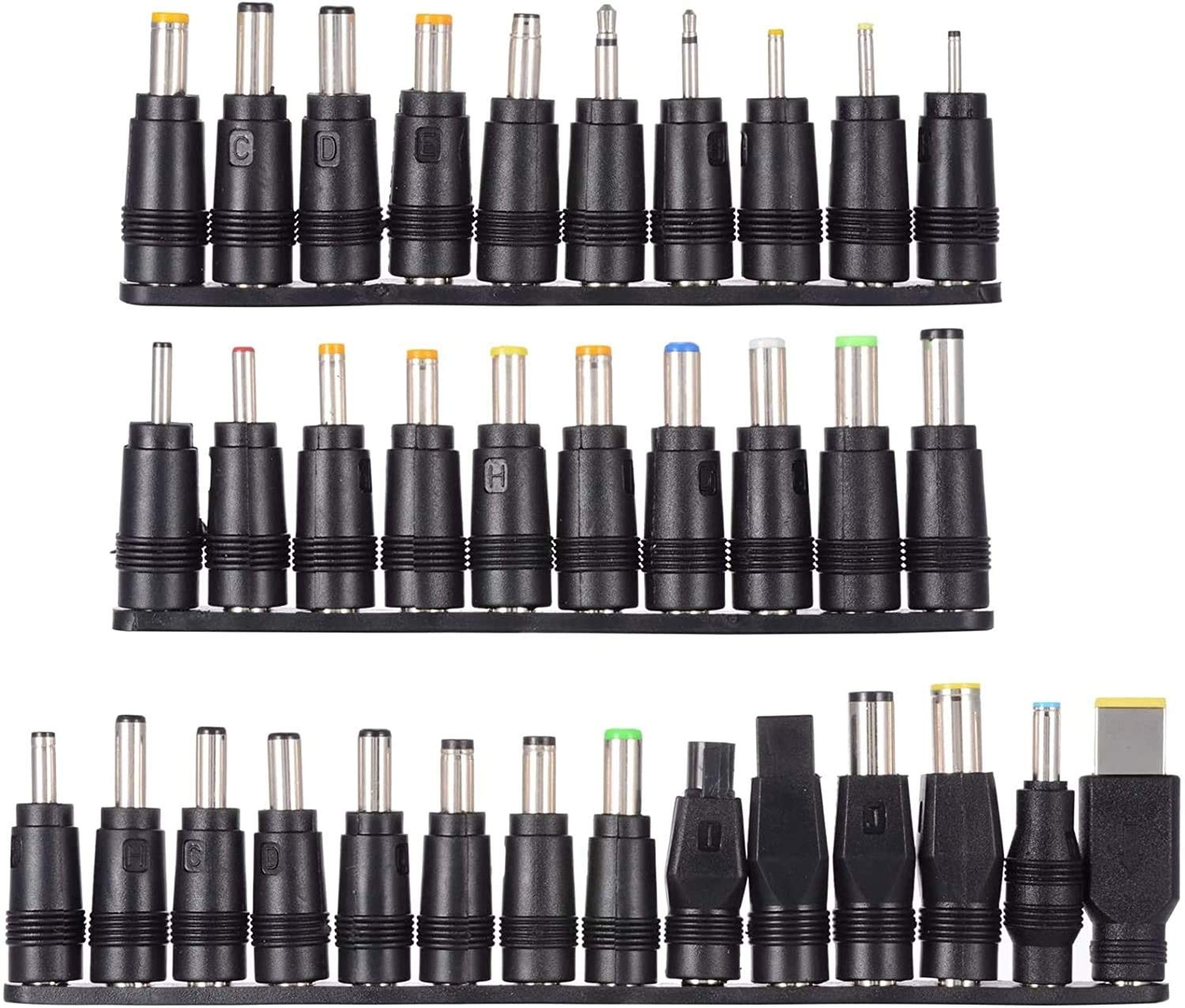 Universal DC Barrel Connectors 34pcs Kit for Loptop Charger Power black
