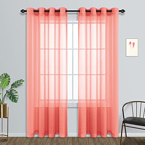  Curtains 84 Inch Length for Living Room 2 Panels 52"W x 84"L (Pack of 2) Coral